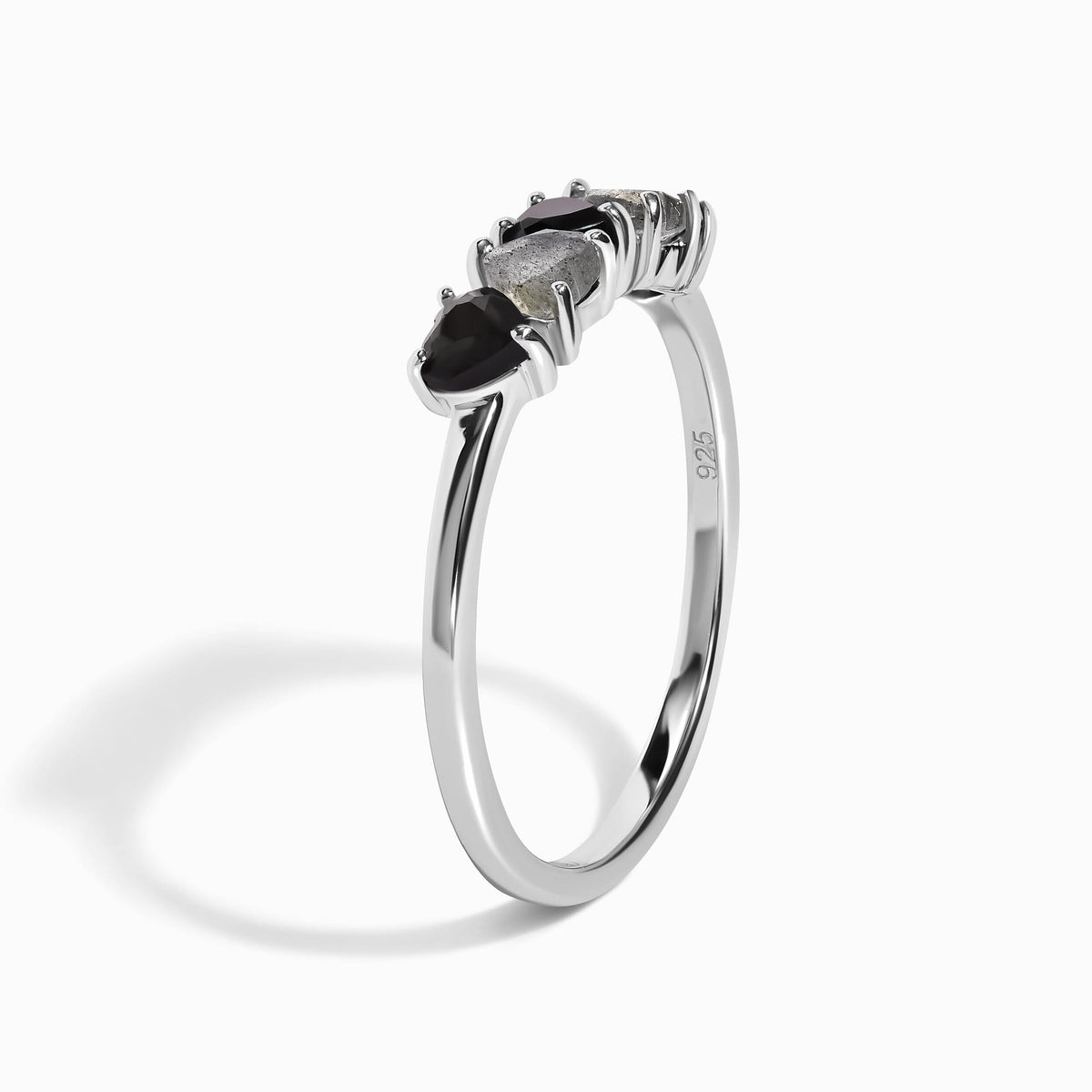 Black Obsidian Labradorite Ring - Crush