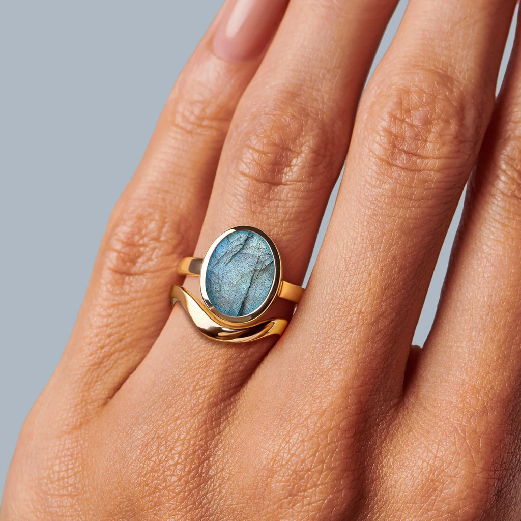 Enfolded Labradorite & Waves Rings