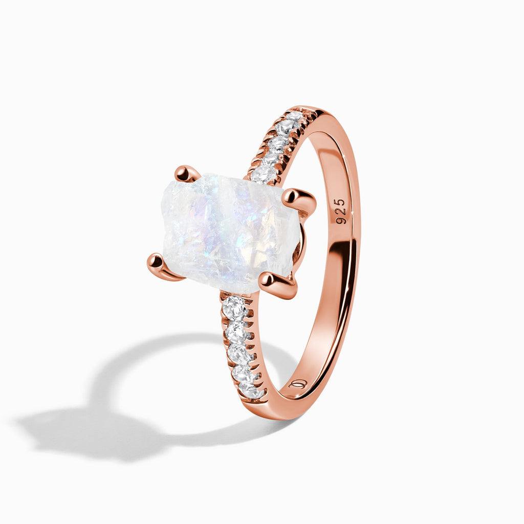 Raw Crystal Ring - Ritzy Moonstone