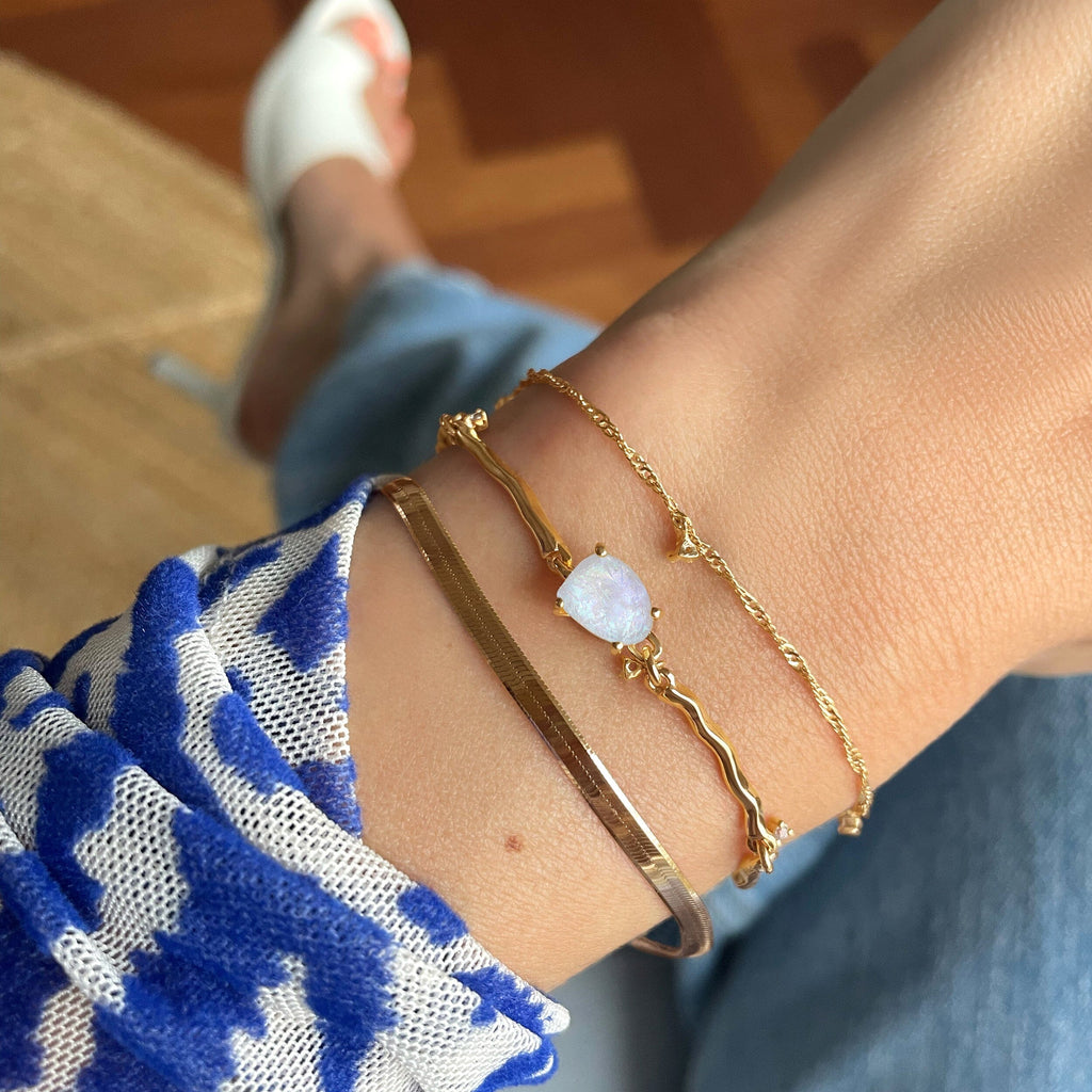 Moonstone Flow & Herringbone Bracelets