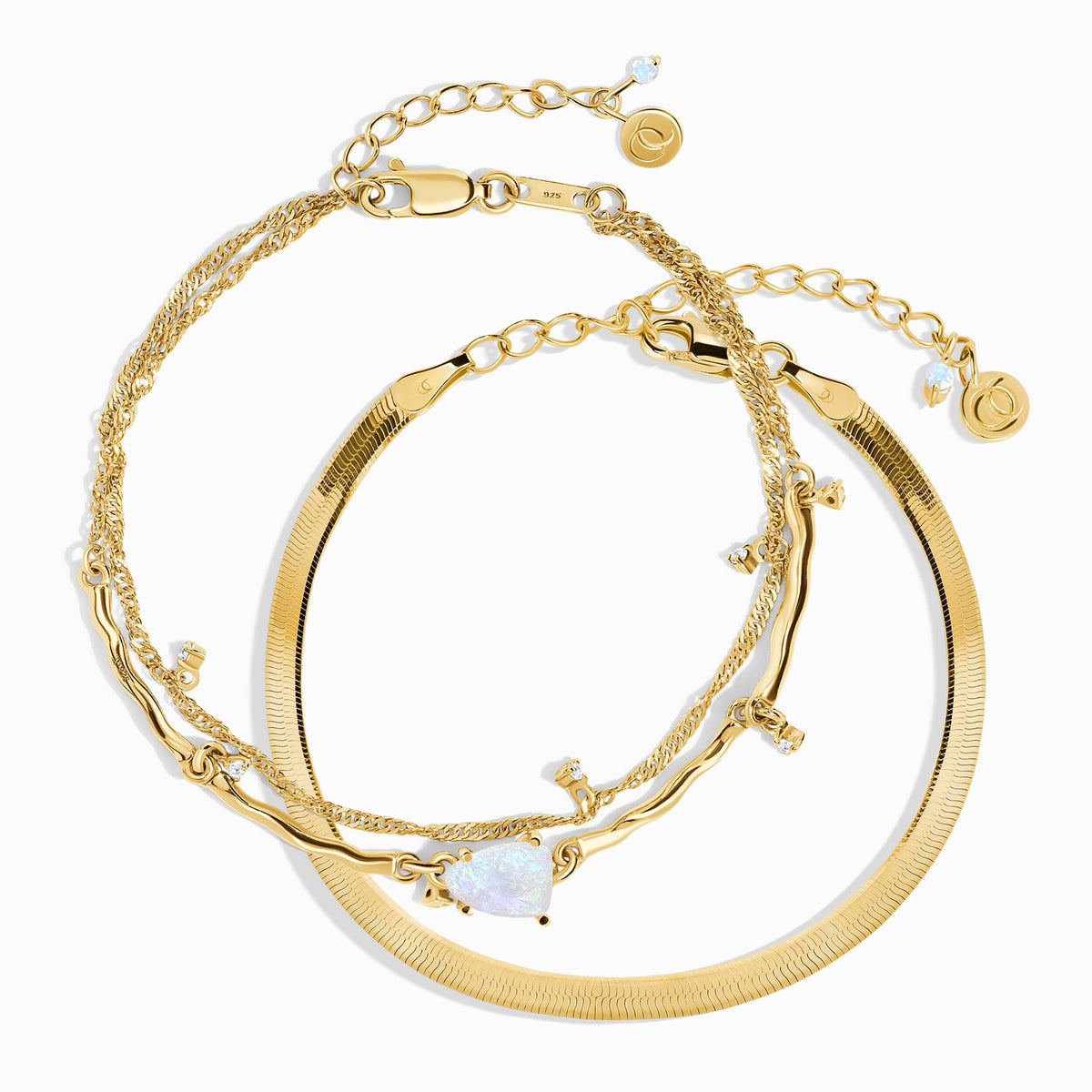 Moonstone Flow & Herringbone Bracelets