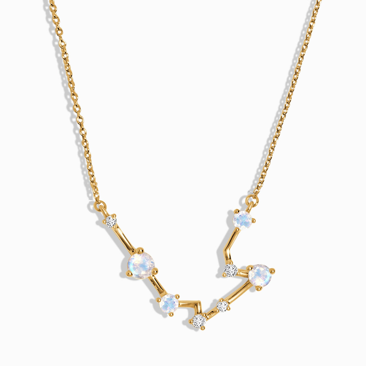 Fine Moonstone Lab Diamond Necklace - Aquarius Zodiac Constellation