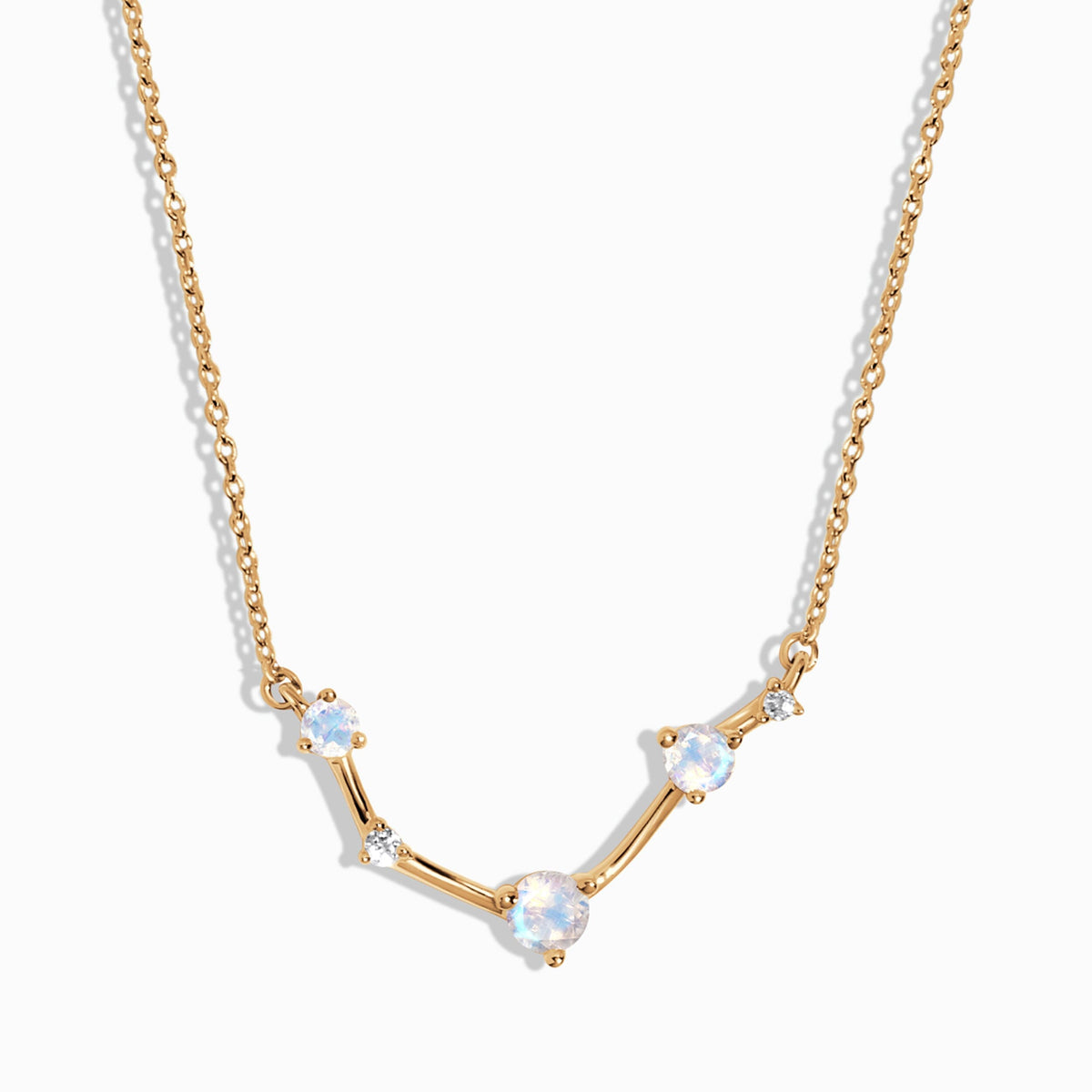 Fine Moonstone Lab Diamond Necklace - Aries Zodiac Constellation