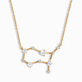 Fine Moonstone Lab Diamond Necklace - Gemini Zodiac Constellation