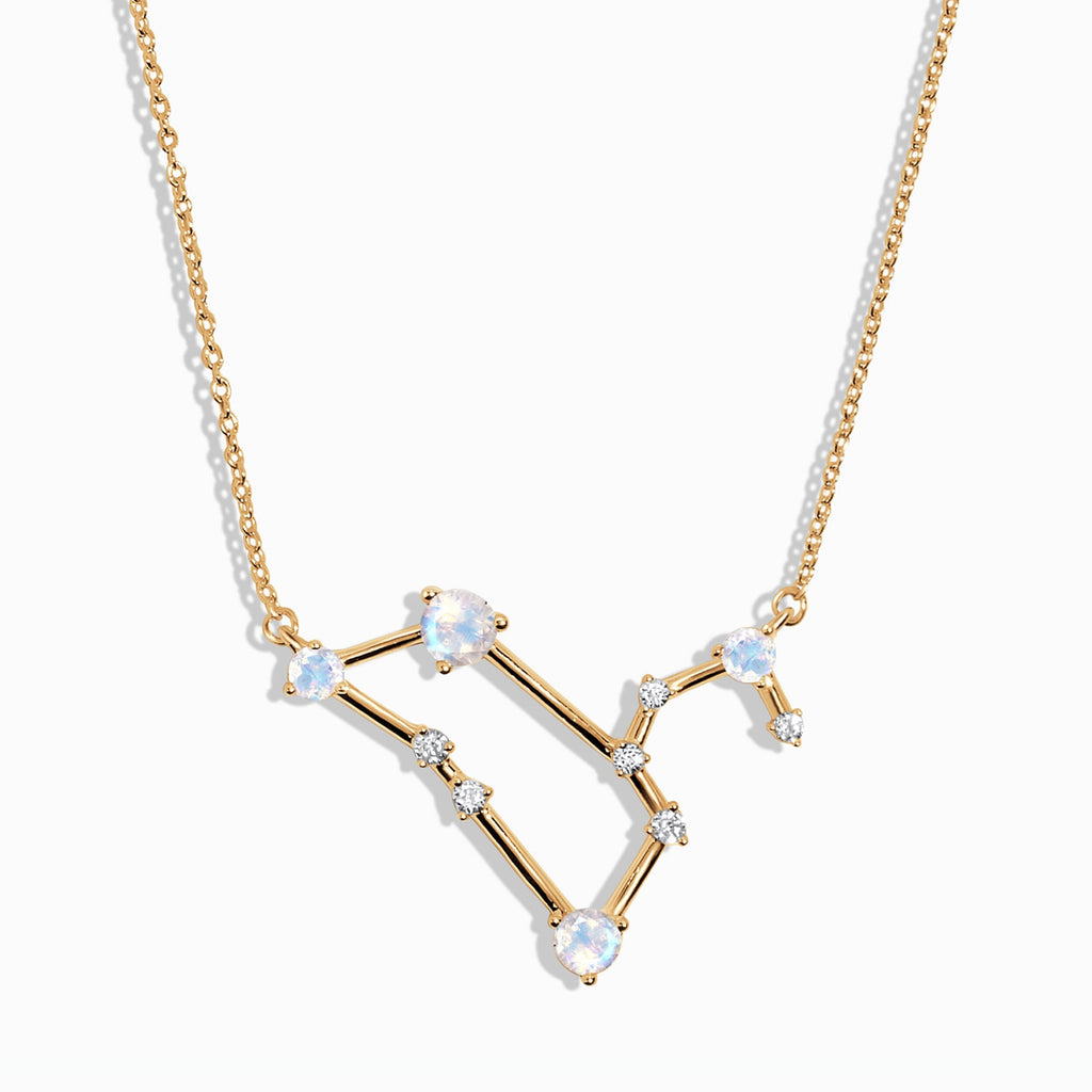Fine Moonstone Lab Diamond Necklace - Leo Zodiac Constellation