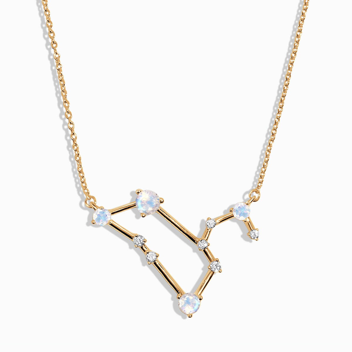 Fine Moonstone Lab Diamond Necklace - Leo Zodiac Constellation