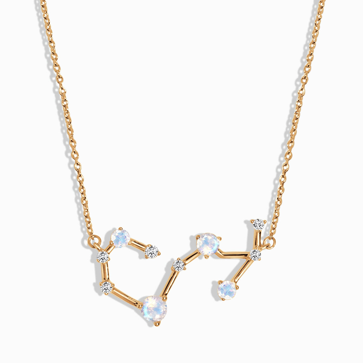 Fine Moonstone Lab Diamond Necklace - Scorpio Zodiac Constellation