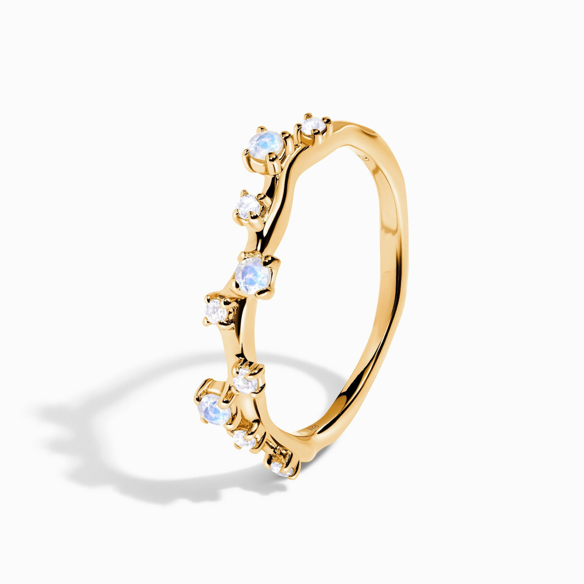 Fine Moonstone Lab Diamond Ring - Stardust Band