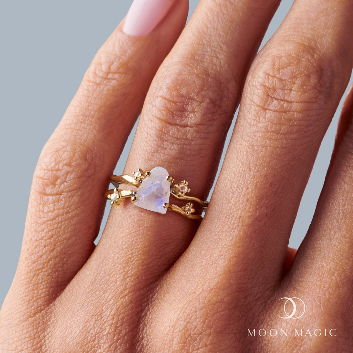 Moonstone Lab Diamond Ring - Flow