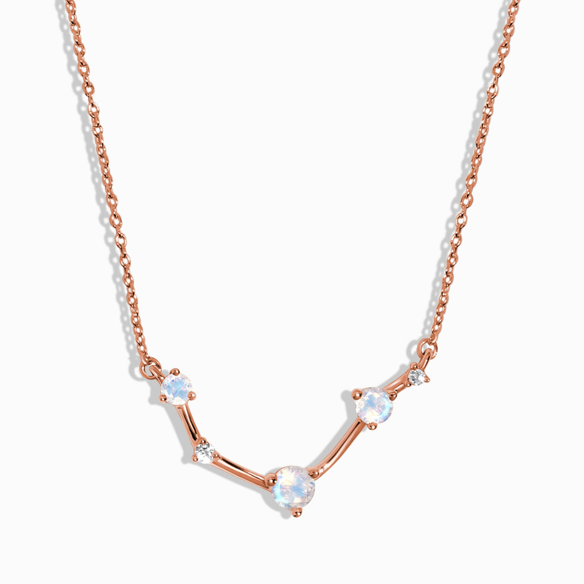 Fine Moonstone Lab Diamond Necklace - Aries Zodiac Constellation