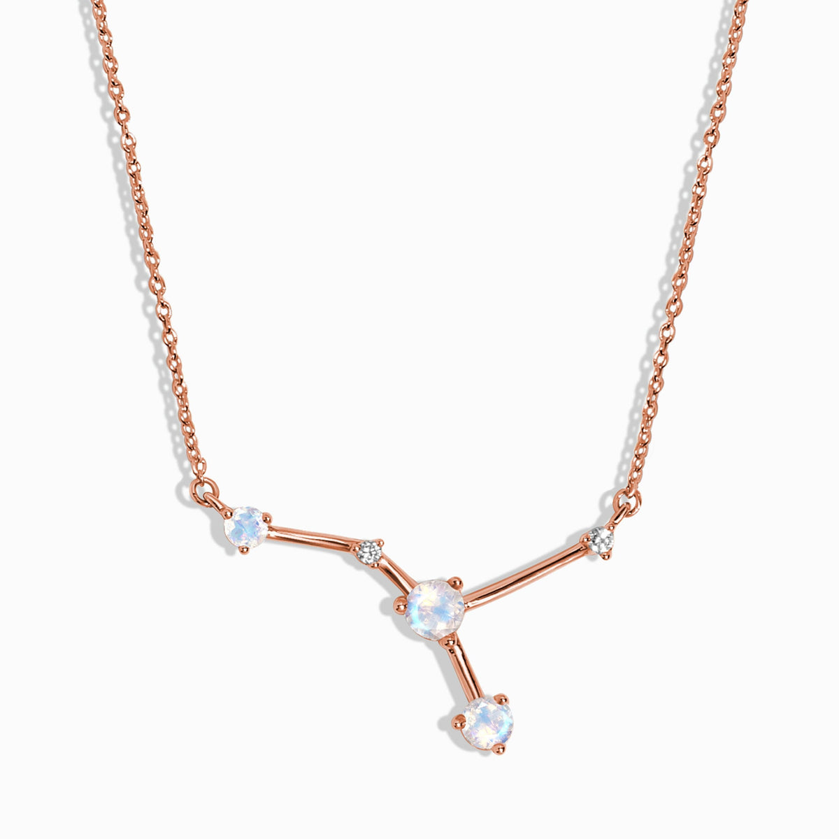 Fine Moonstone Lab Diamond Necklace - Cancer Zodiac Constellation