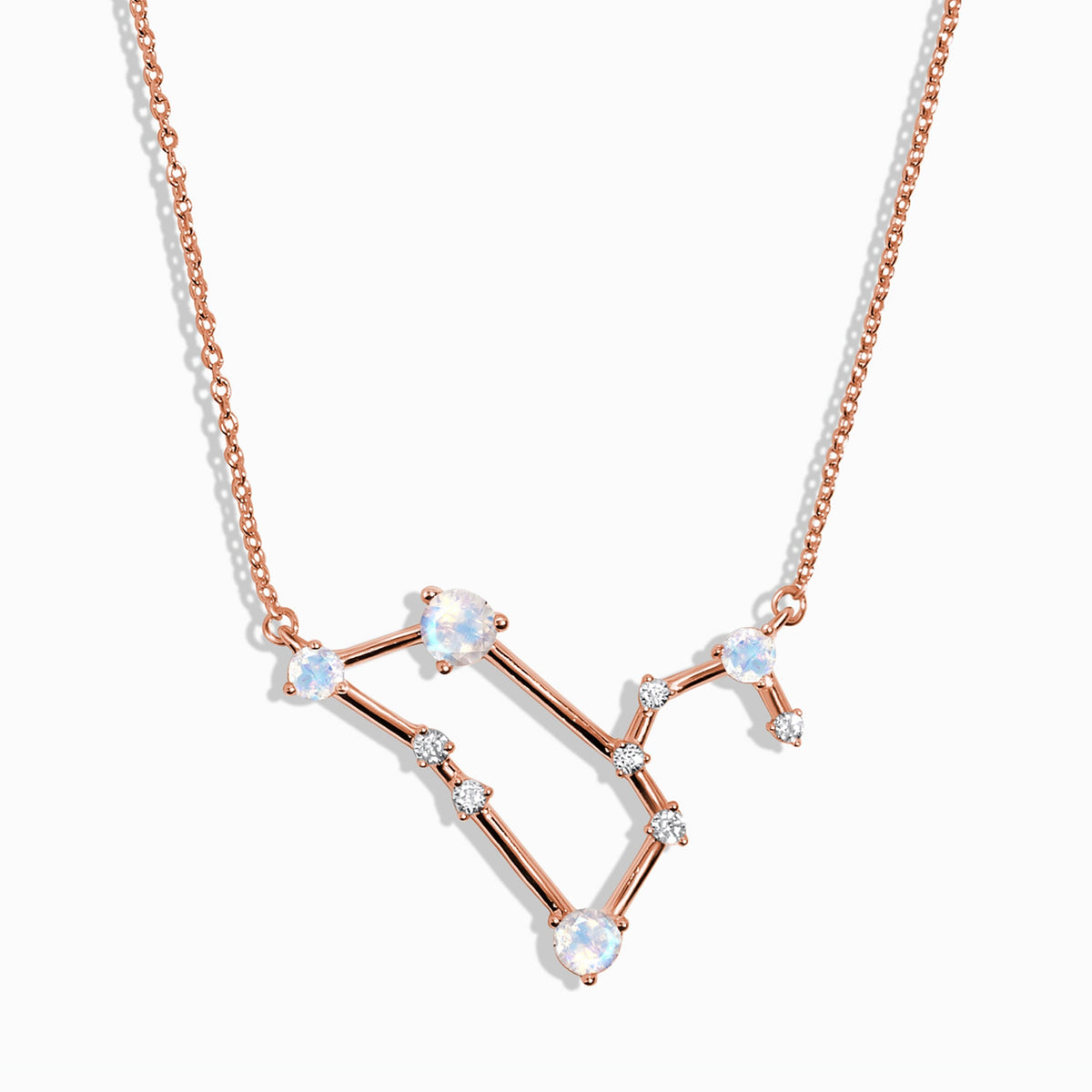 Fine Moonstone Lab Diamond Necklace - Leo Zodiac Constellation