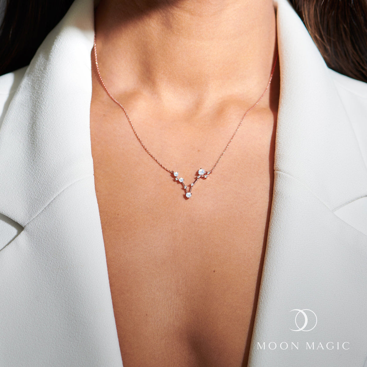 Moonstone Necklace - Pisces Zodiac Constellation