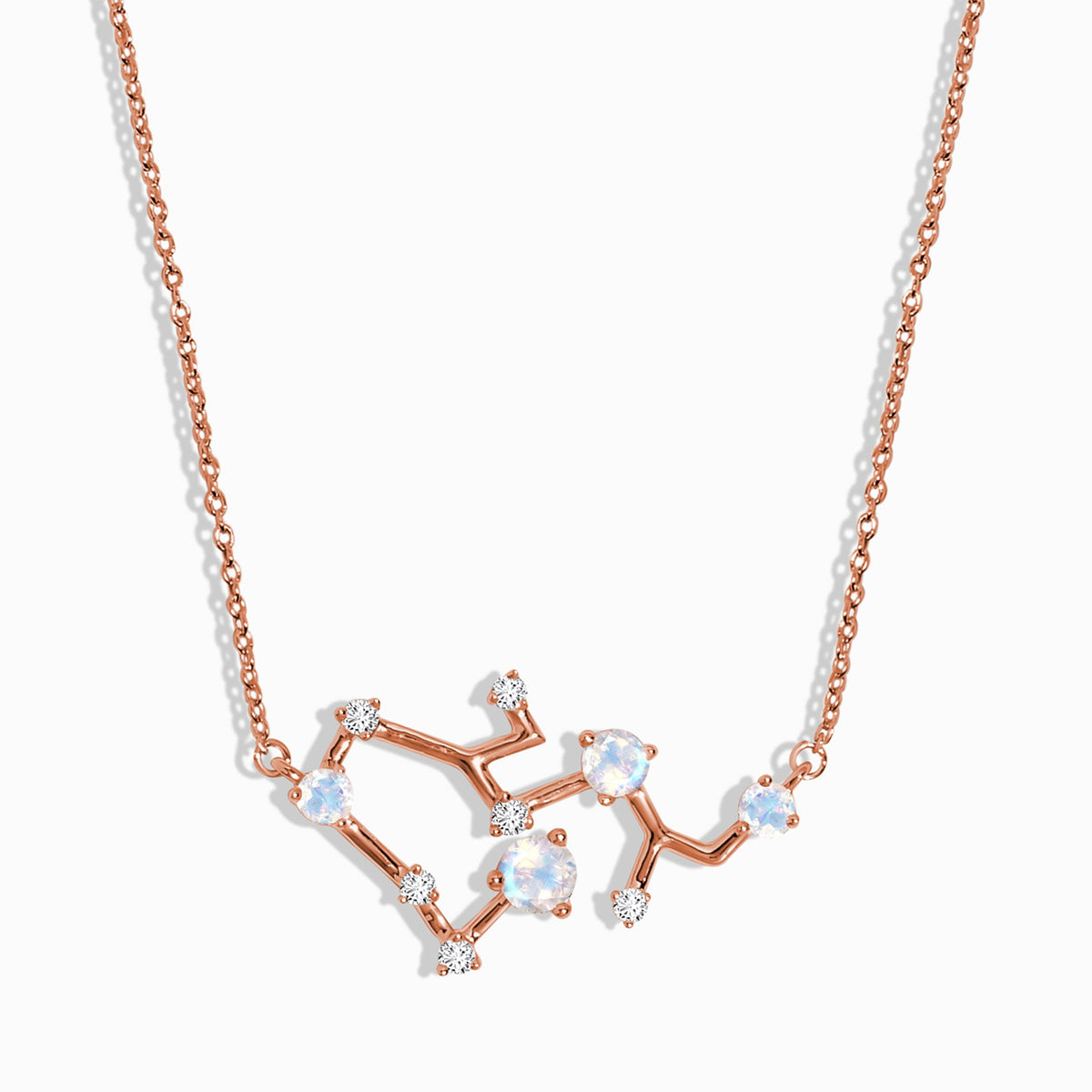 Fine Moonstone Lab Diamond Necklace - Sagittarius Zodiac Constellation