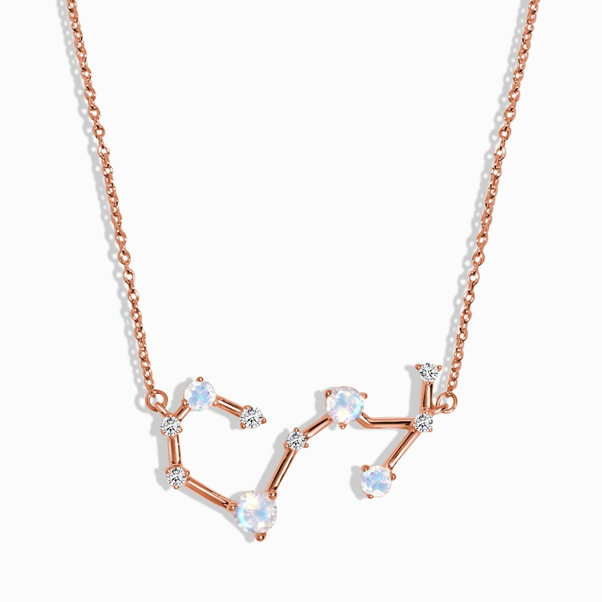 Fine Moonstone Lab Diamond Necklace - Scorpio Zodiac Constellation