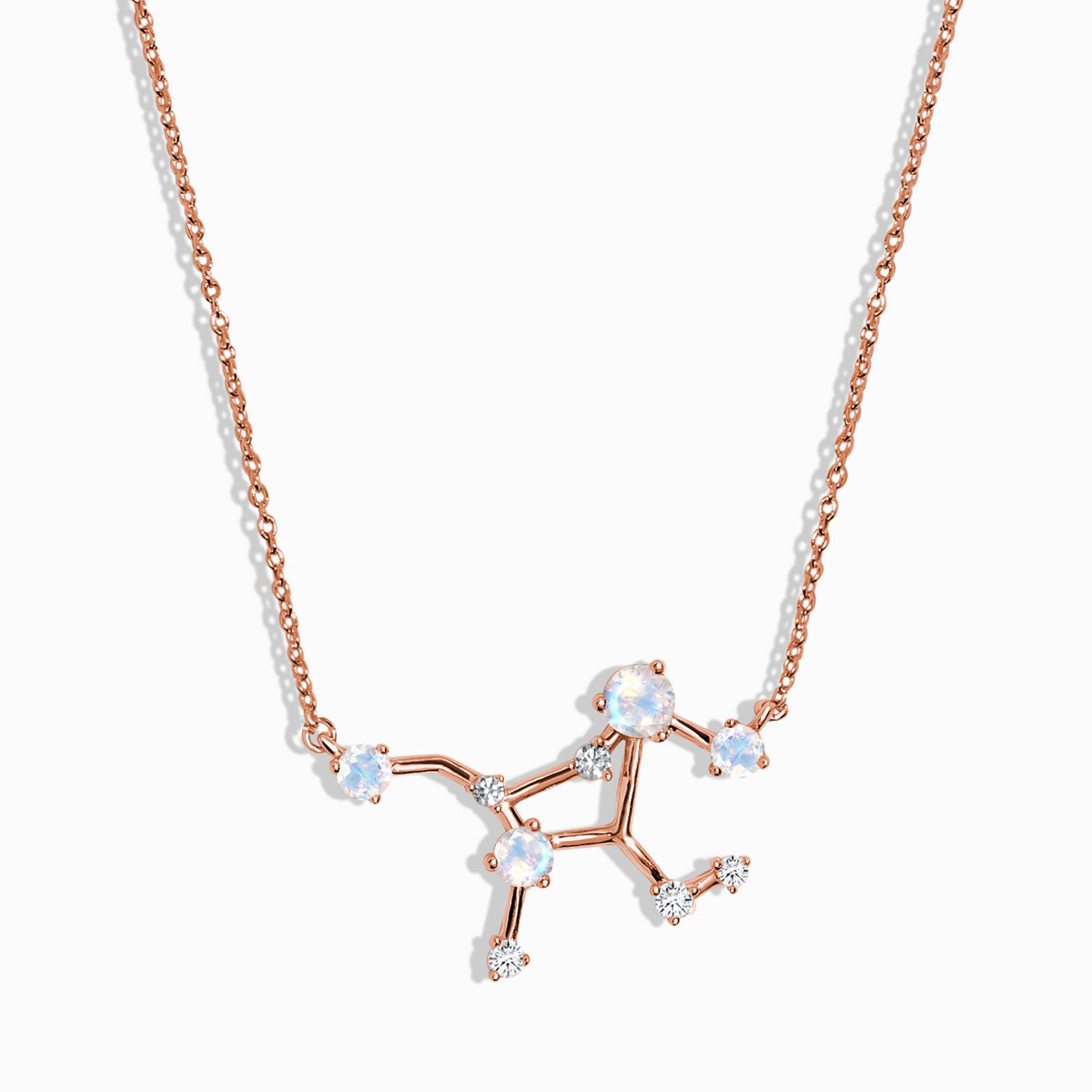 Fine Moonstone Lab Diamond Necklace - Virgo Zodiac Constellation