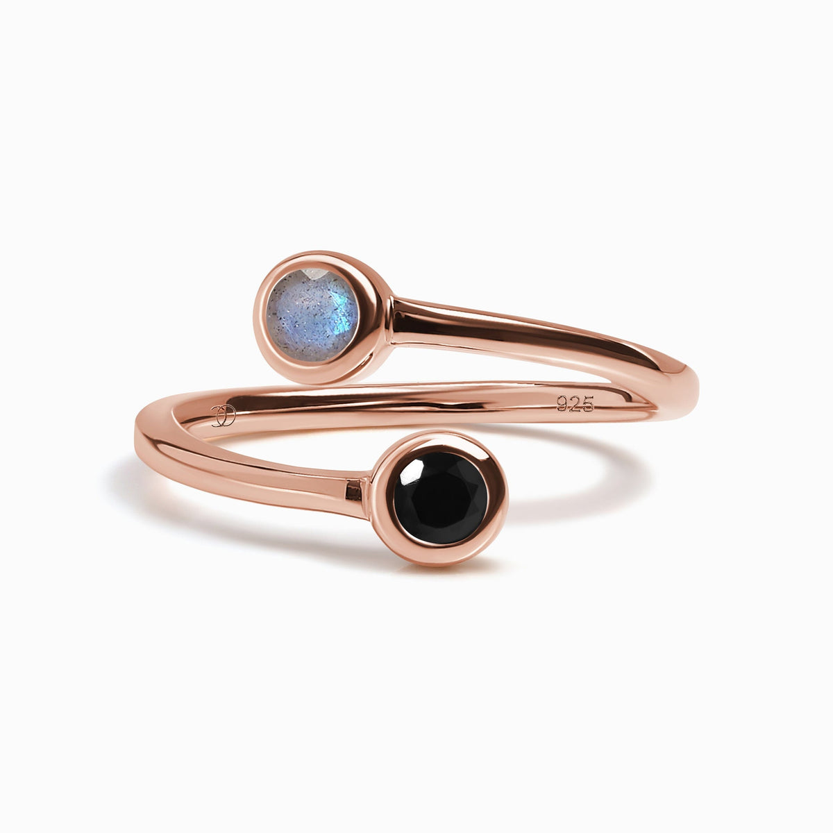 Adjustable Black Obsidian Labradorite Ring - Evolve