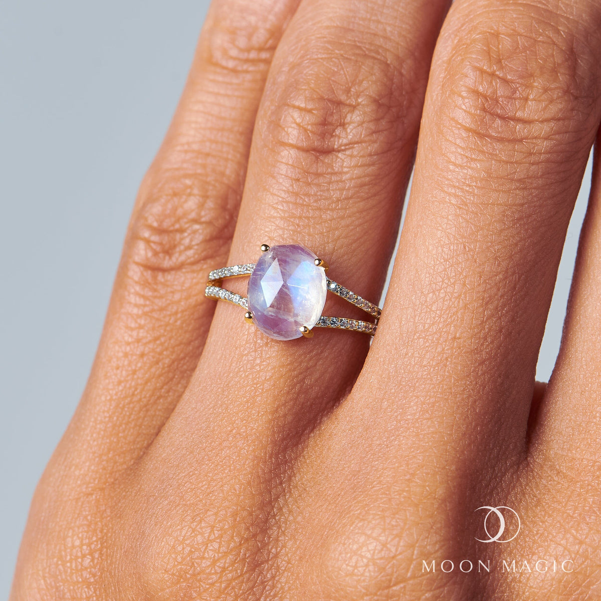 Moonstone Lab Diamond Ring - Princess