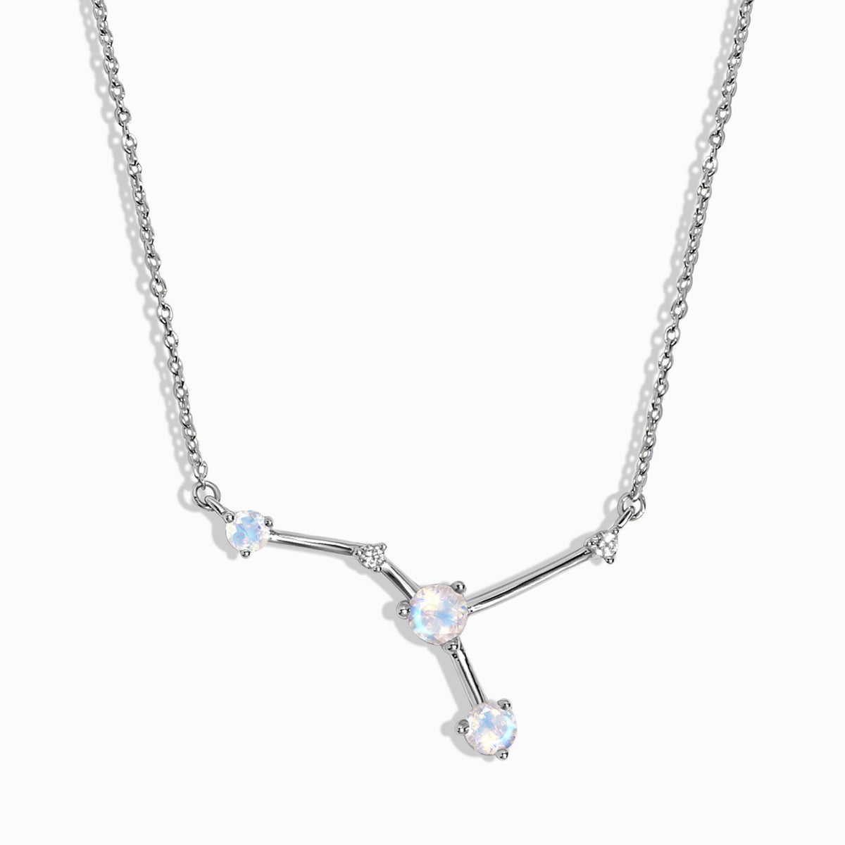 Fine Moonstone Lab Diamond Necklace - Cancer Zodiac Constellation