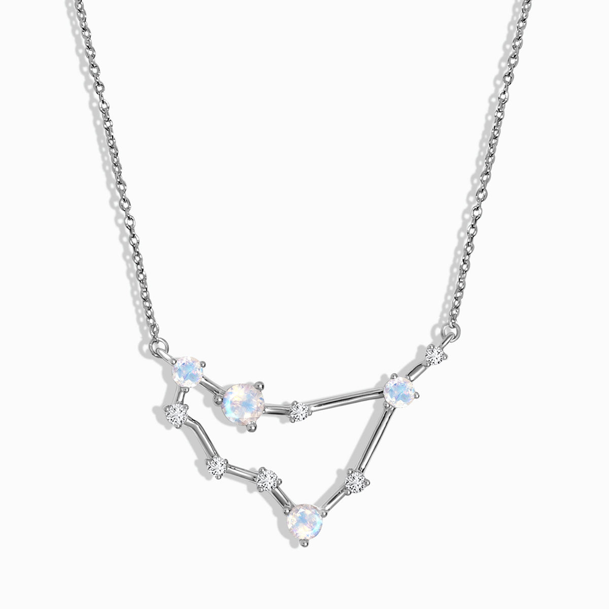 Fine Moonstone Lab Diamond Necklace - Capricorn Zodiac Constellation