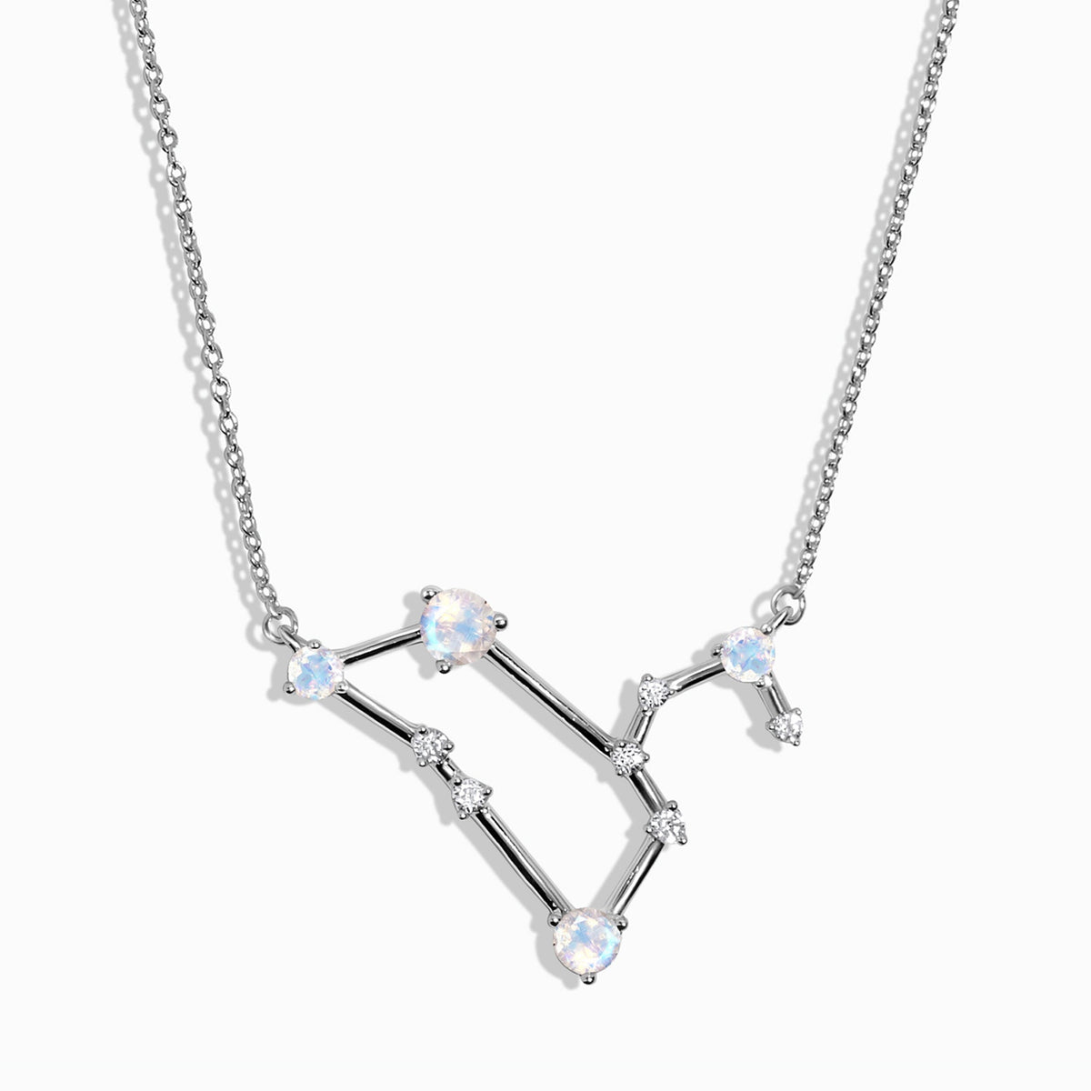 Fine Moonstone Lab Diamond Necklace - Leo Zodiac Constellation