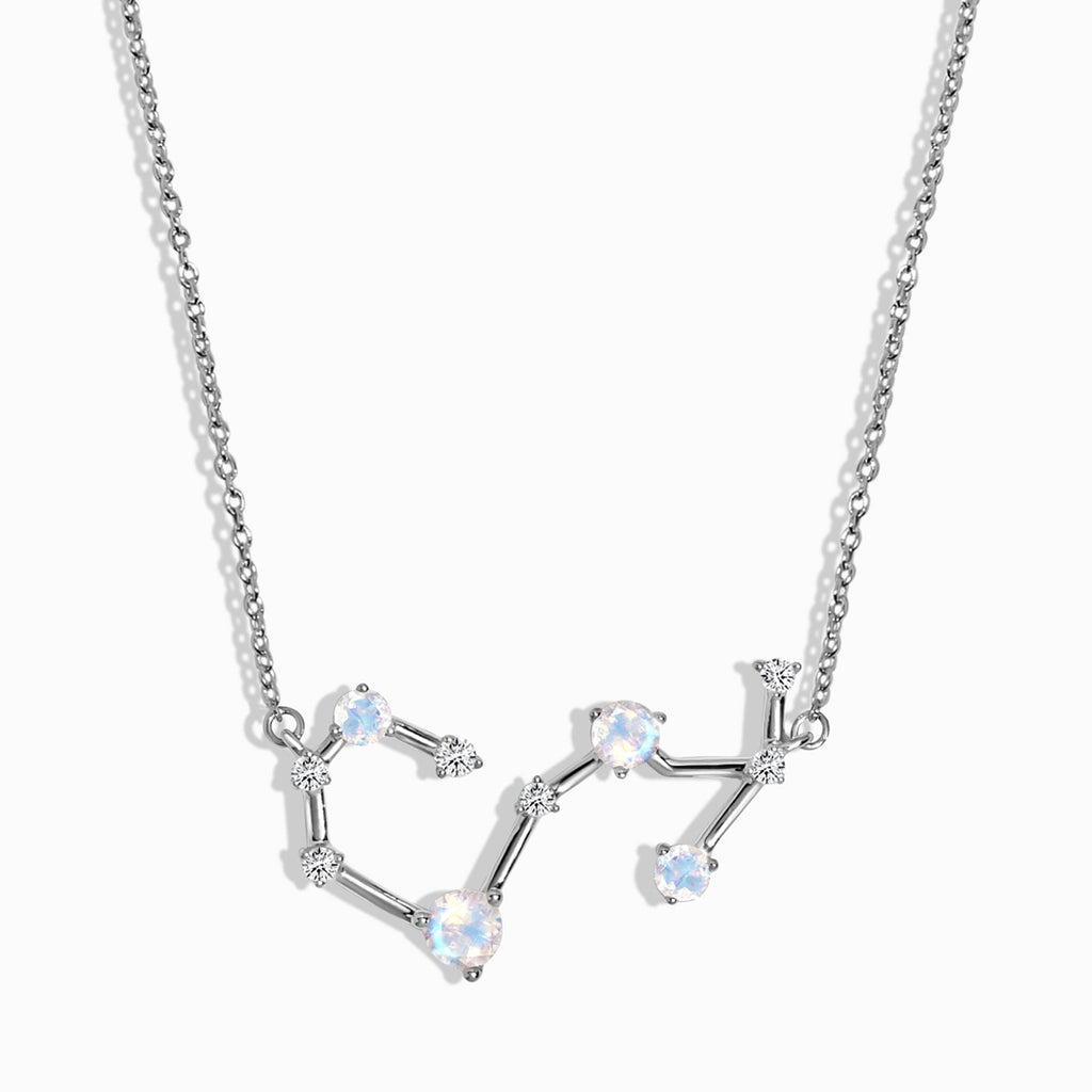 Fine Moonstone Lab Diamond Necklace - Scorpio Zodiac Constellation