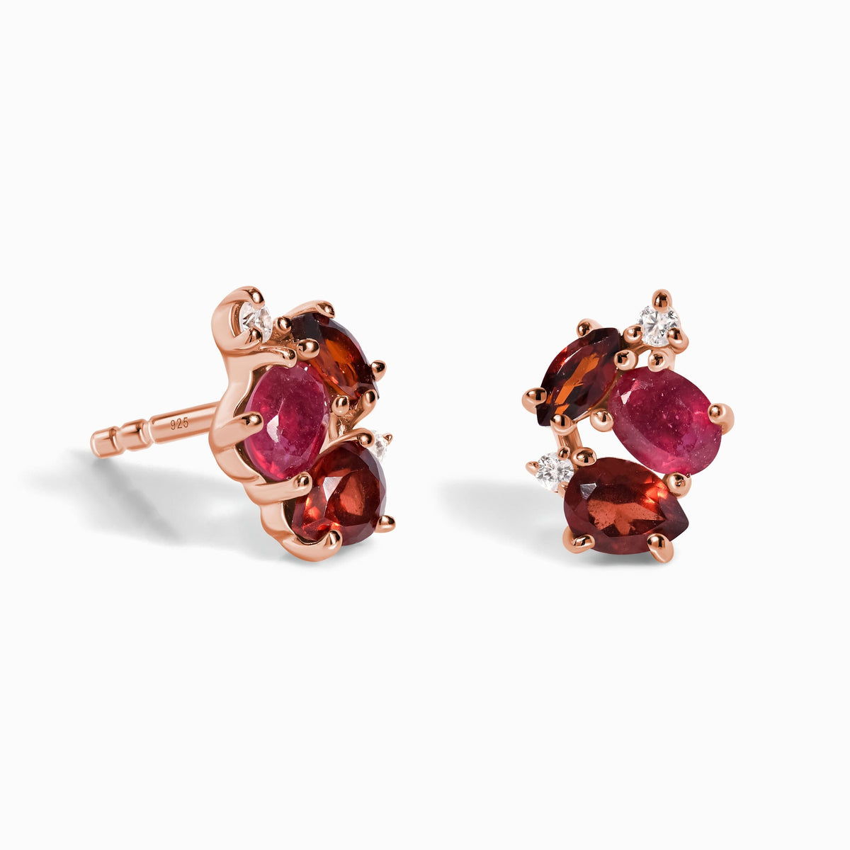 Fine Ruby Garnet Lab Diamond Earrings - Orion