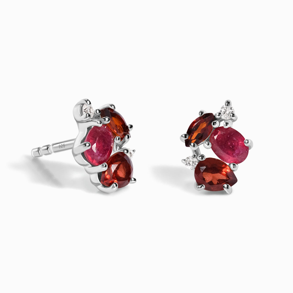 Fine Ruby Garnet Lab Diamond Earrings - Orion