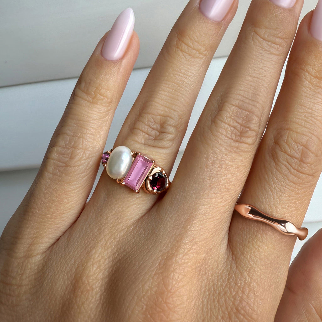 Garnet Pearl Treasure & Magma Rings