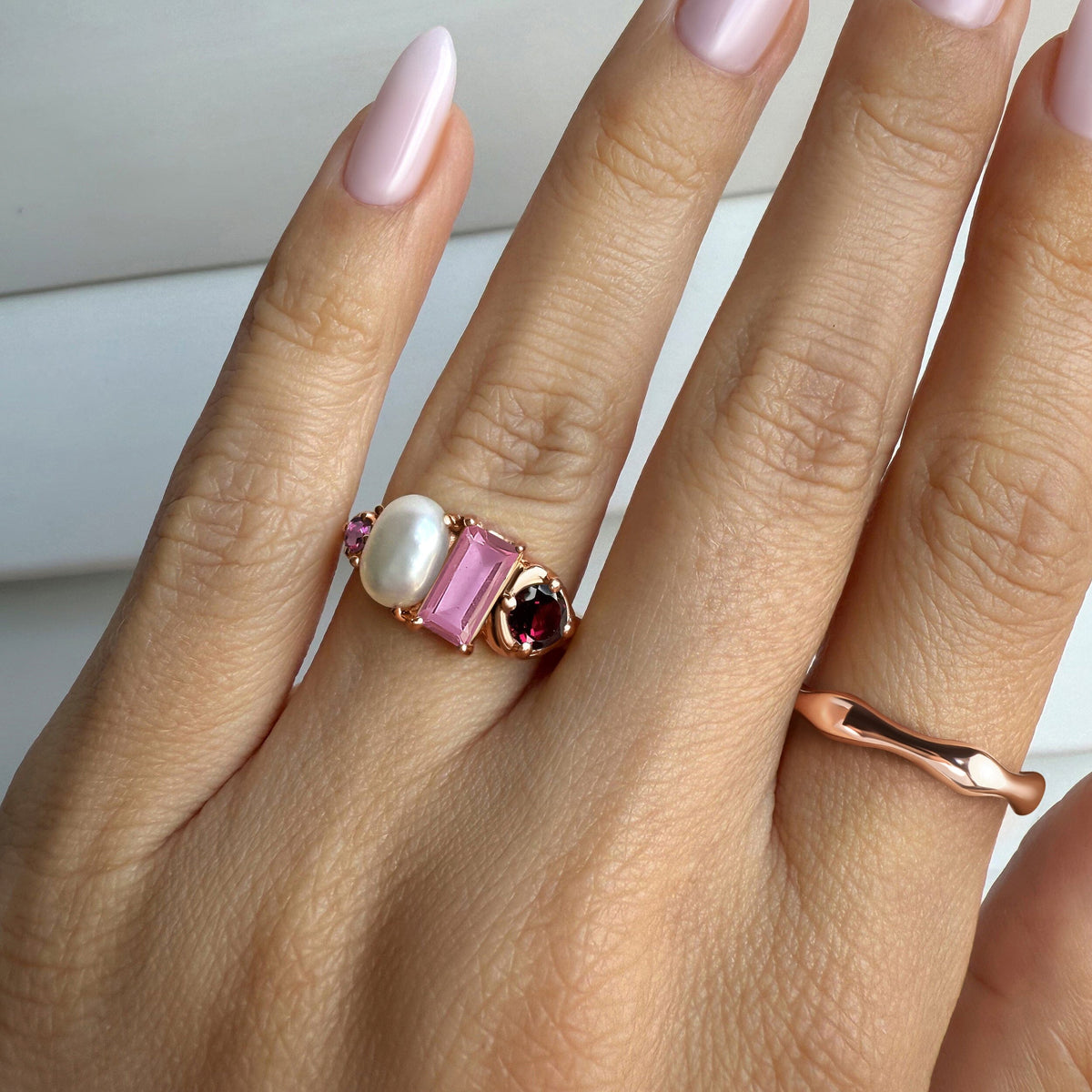 Garnet Pearl Treasure & Magma Rings