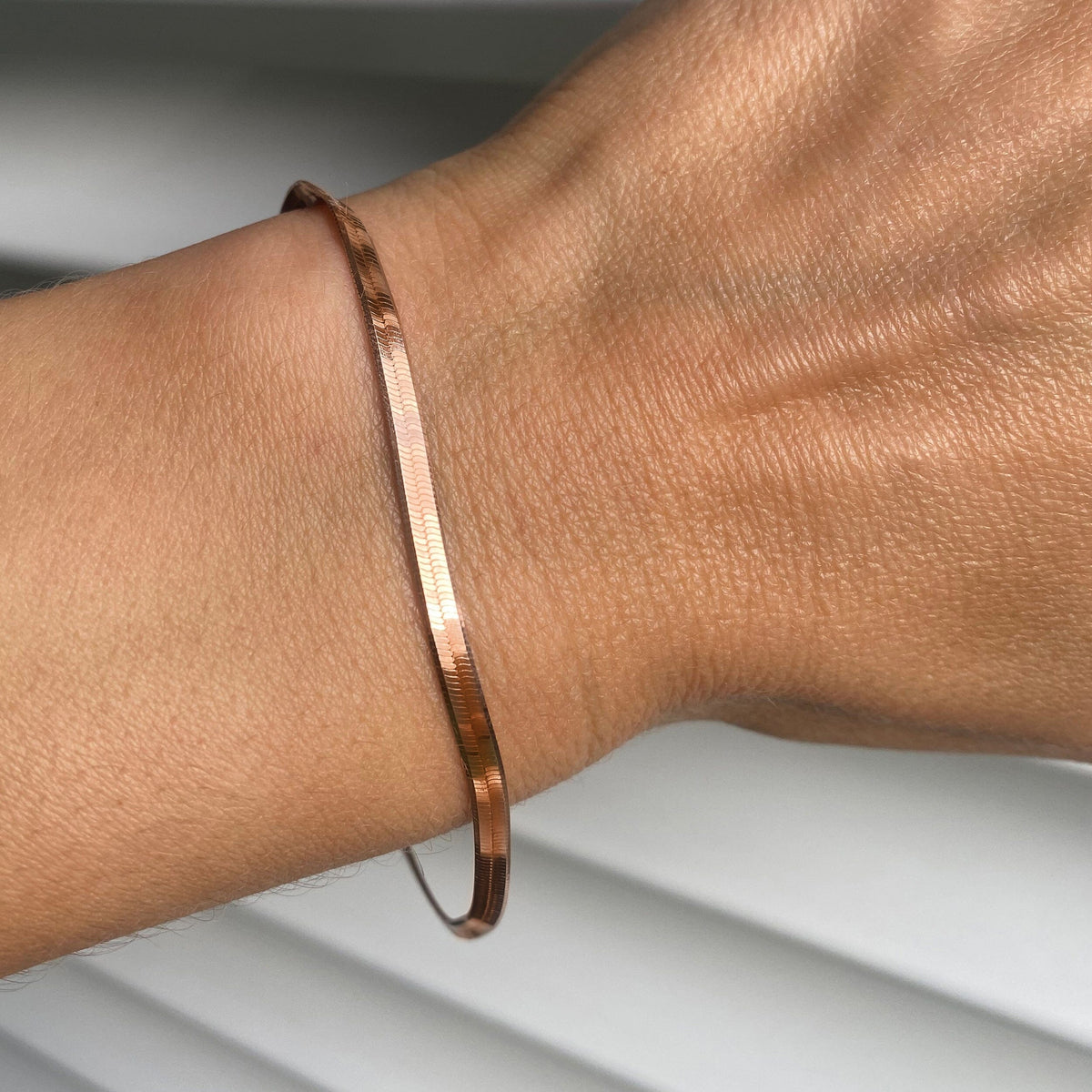 Plain Metal Wristlet - Herringbone Bracelet