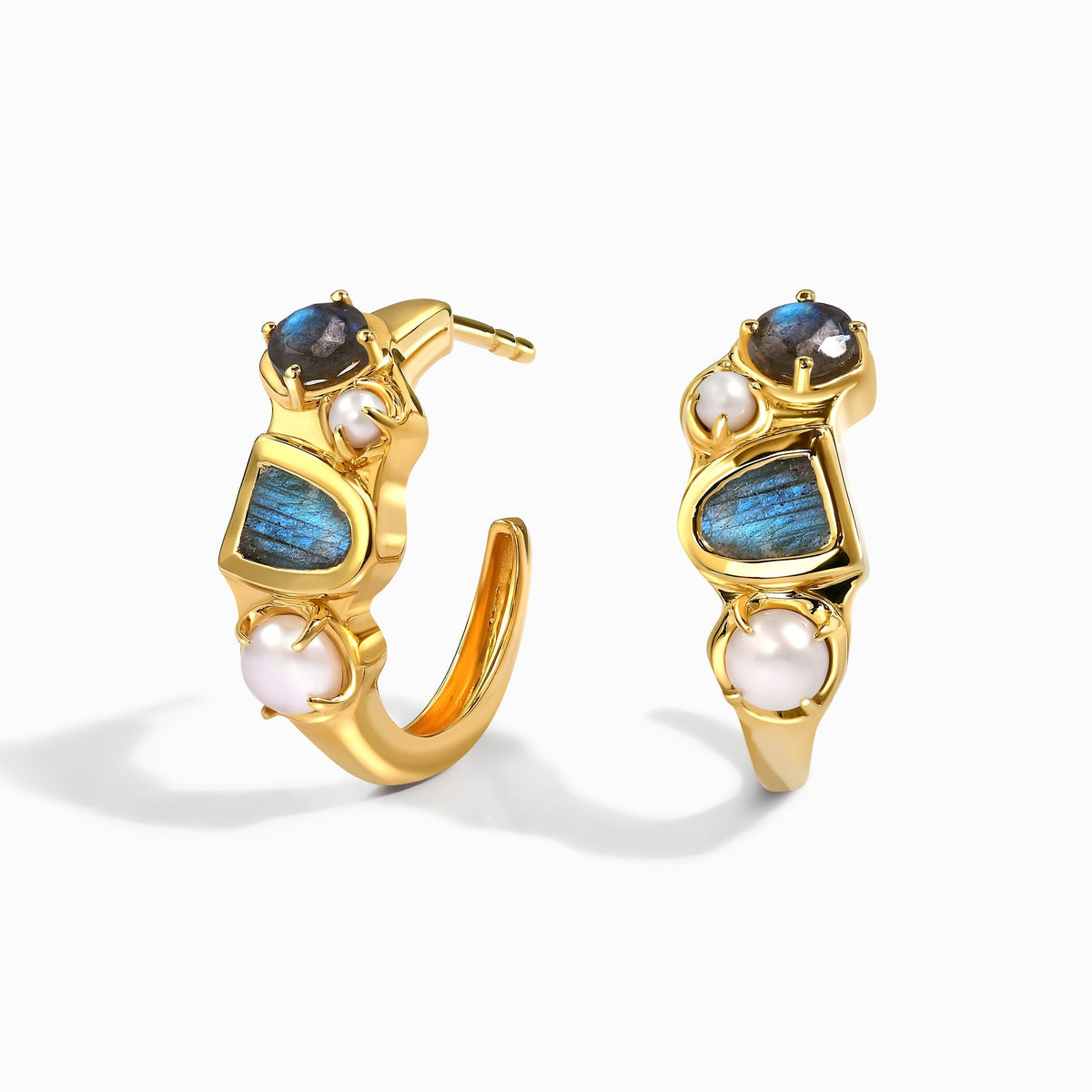 Labradorite Pearl Hoops - Heirloom