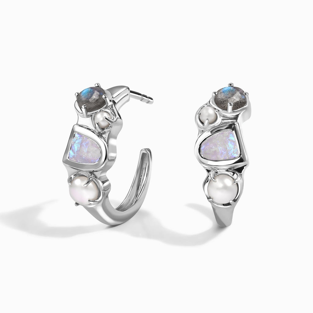 Moonstone Pearl Hoops - Heirloom