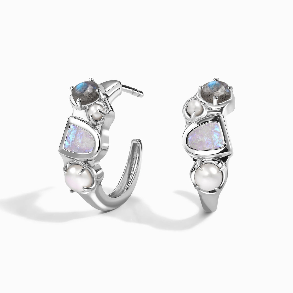 Moonstone Pearl Hoops - Heirloom