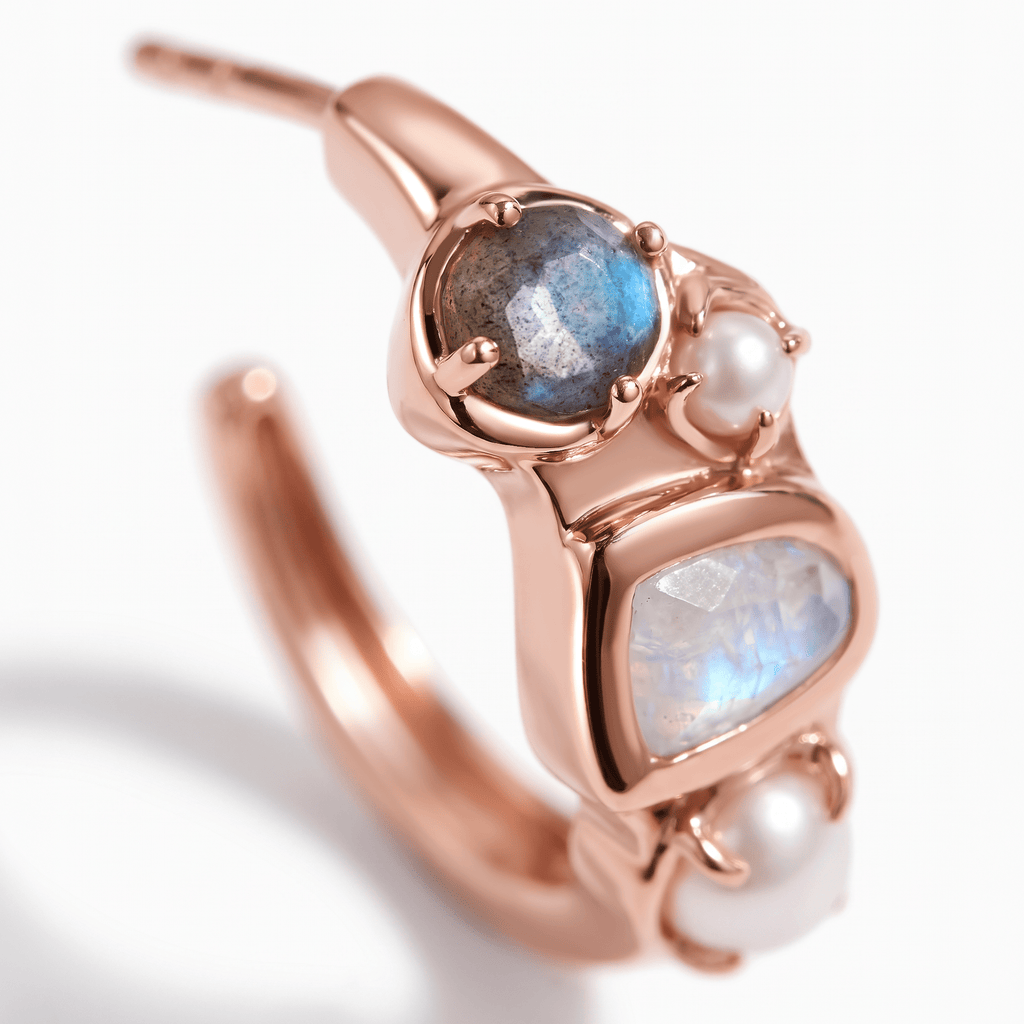 Moonstone Pearl Hoops - Heirloom