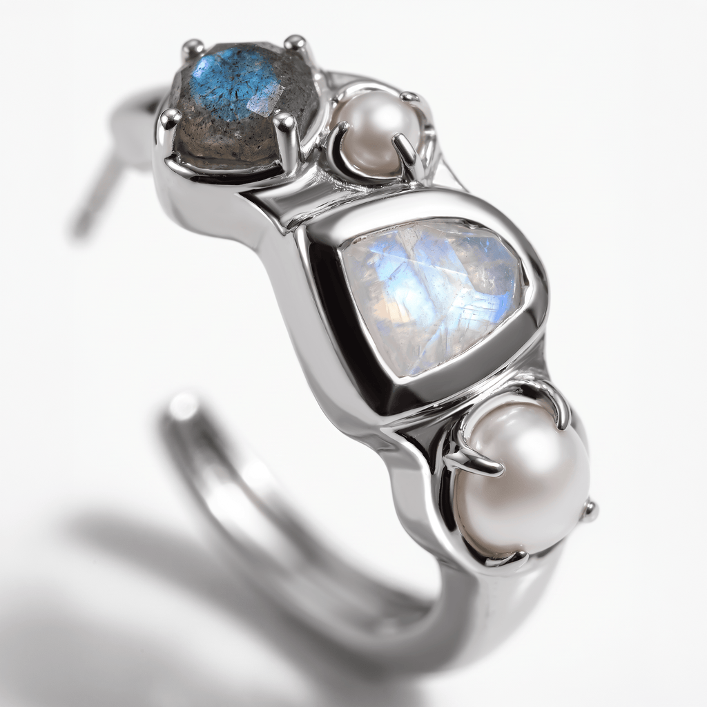 Moonstone Pearl Hoops - Heirloom