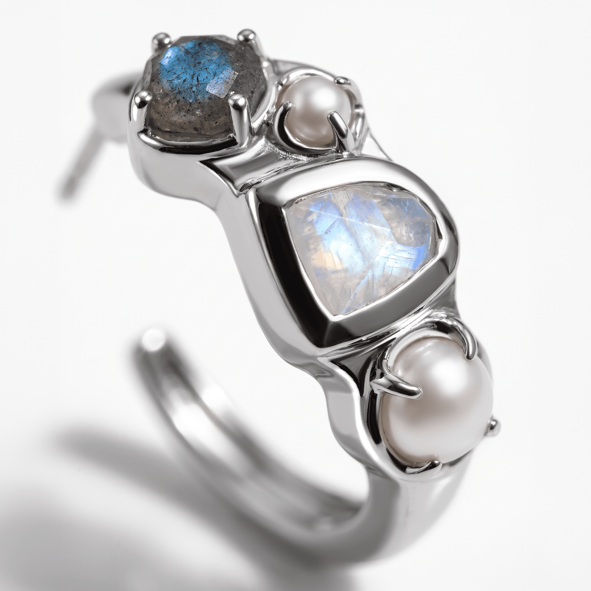 Moonstone Pearl Hoops - Heirloom