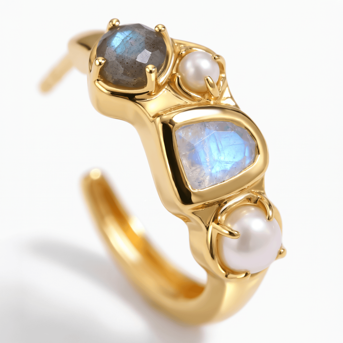 Moonstone Pearl Hoops - Heirloom
