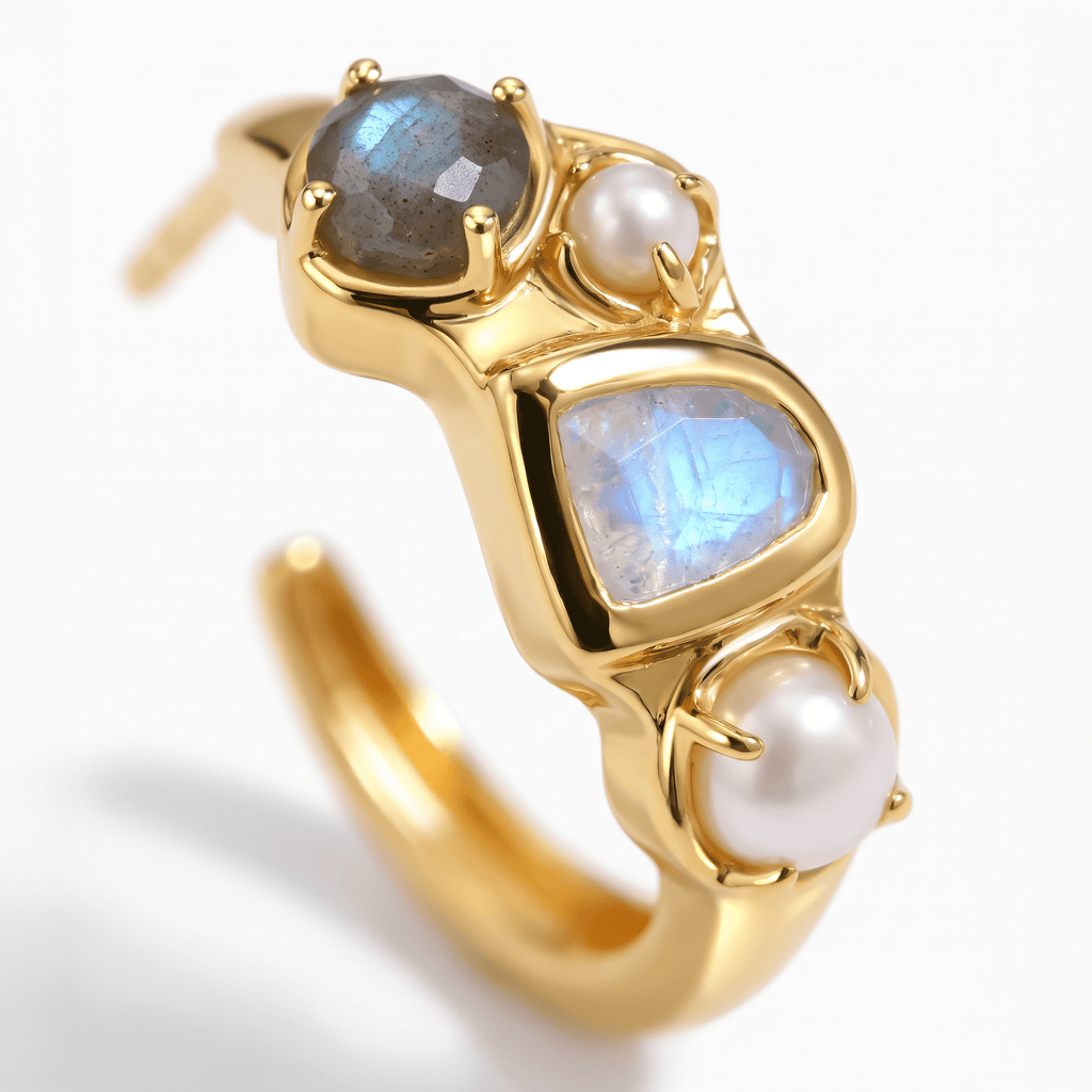Moonstone Pearl Hoops - Heirloom