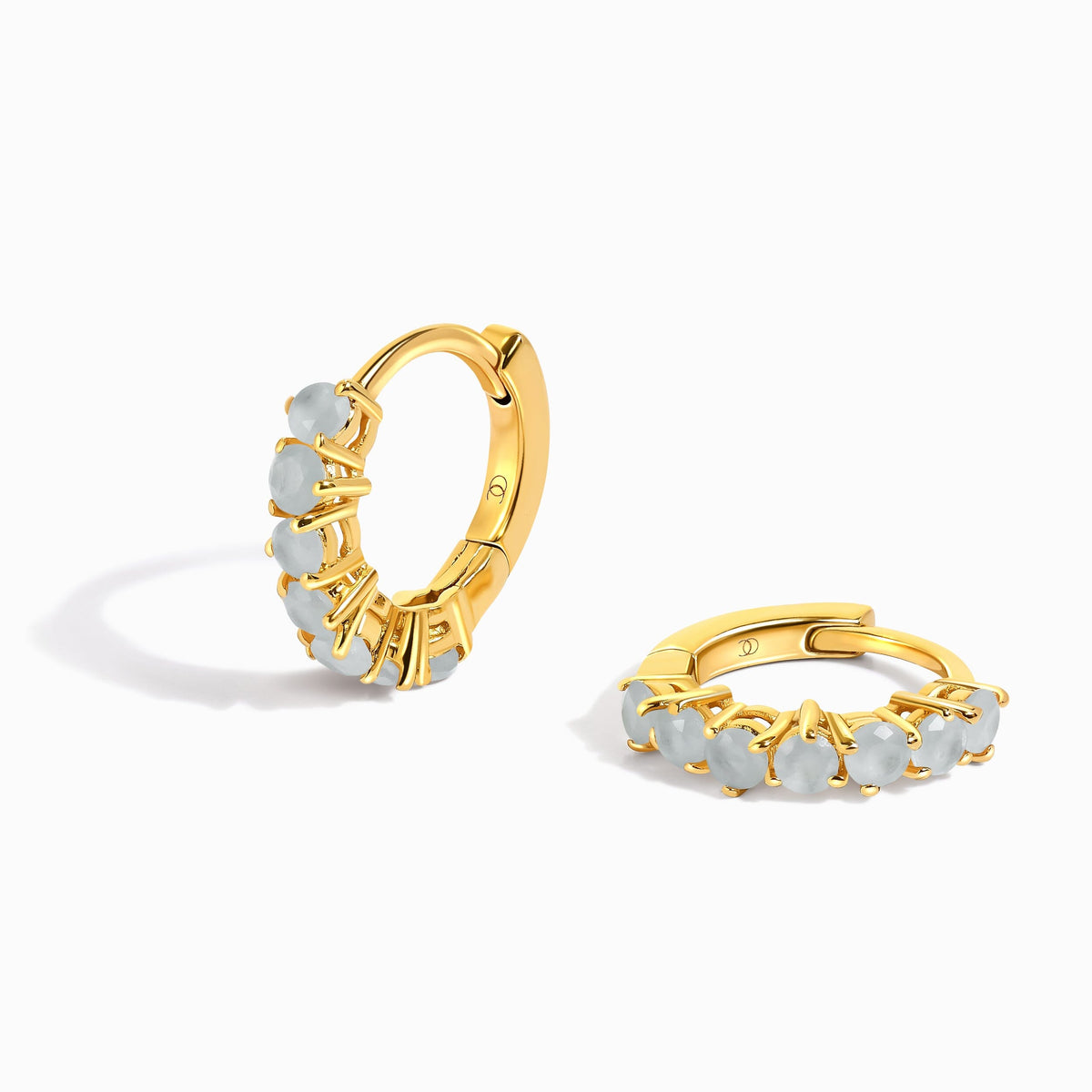 Aquamarine Earrings - Bonny Hoops - March Birthstone