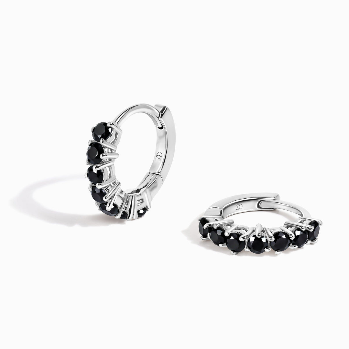 Black Spinel Earrings - Bonny Hoops - August Birthstone