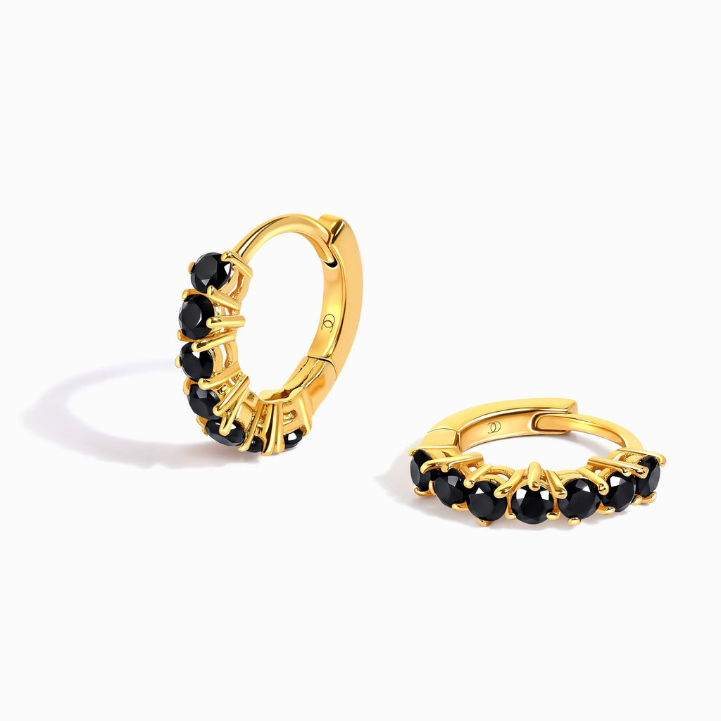 Black Spinel Earrings - Bonny Hoops - August Birthstone