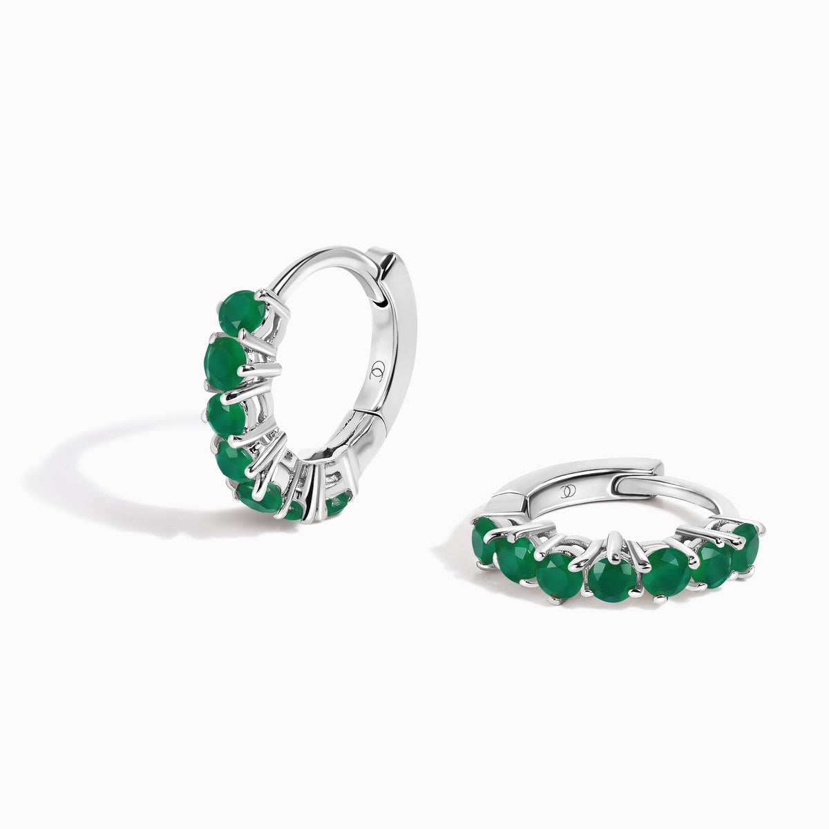 Green Onyx Earrings - Bonny Hoops - May Birthstone