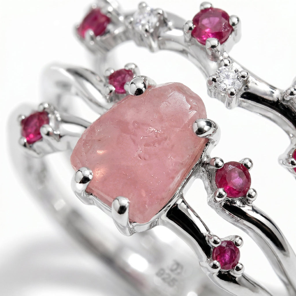 Rose Quartz Flow & Ruby Stardust Rings