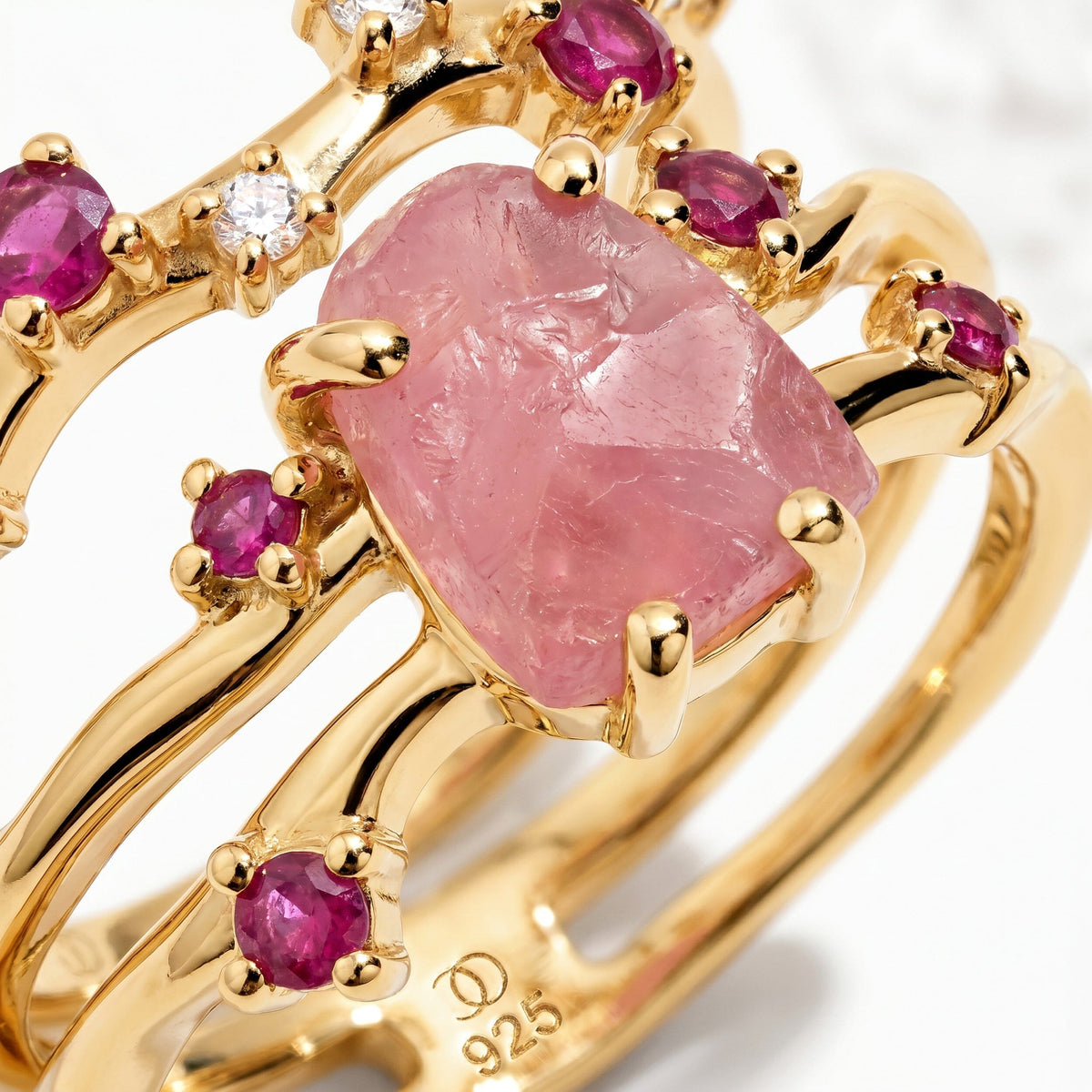 Rose Quartz Flow & Ruby Stardust Rings