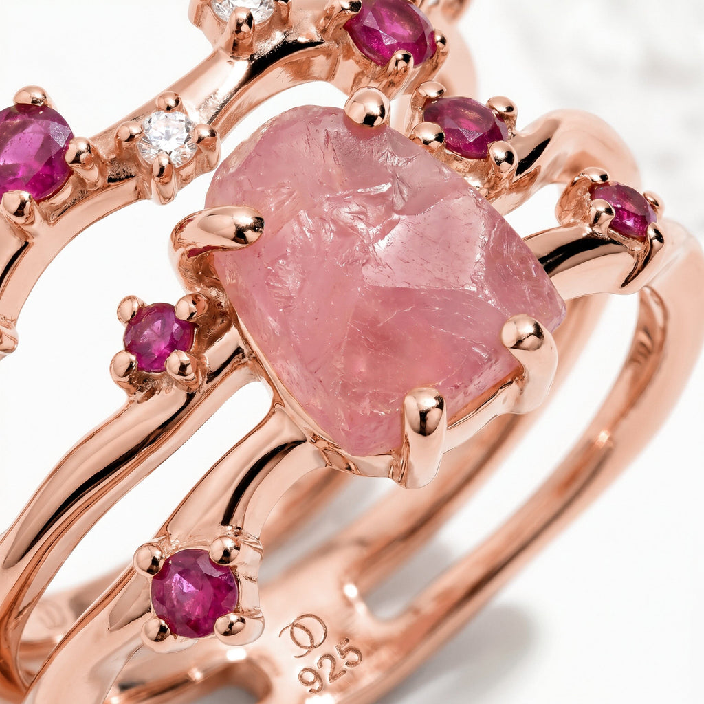 Rose Quartz Flow & Ruby Stardust Rings