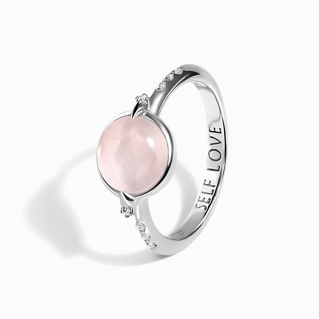 Rose Quartz Energy Ring - Self-Love Engraved