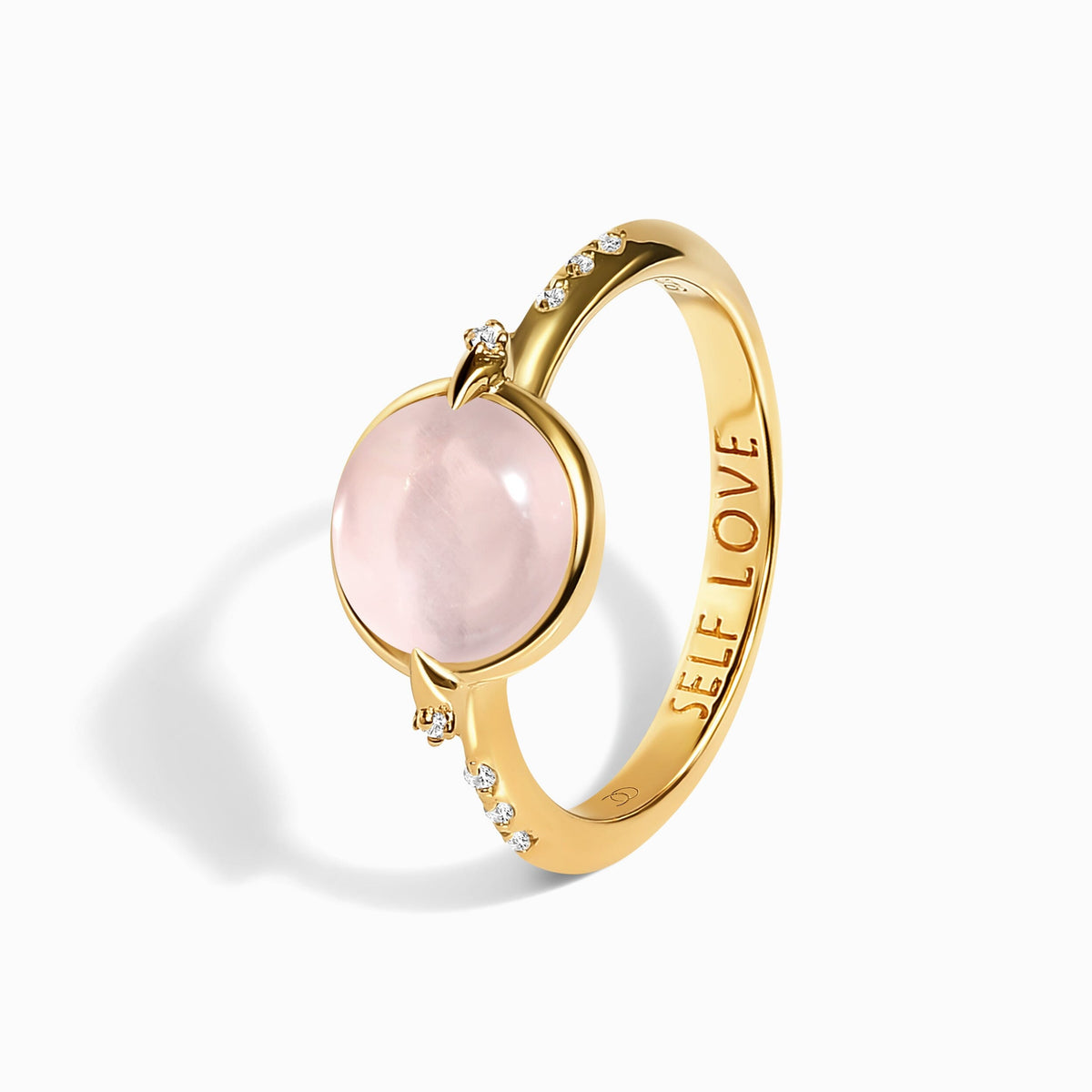 Rose Quartz Energy Ring - Self-Love Engraved