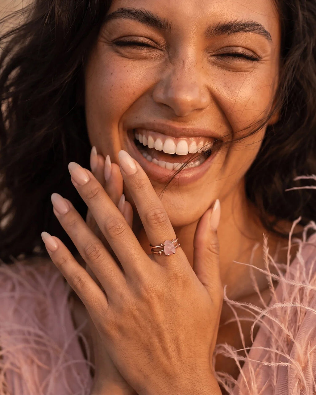 Rose Quartz Ruby Ring - Flow