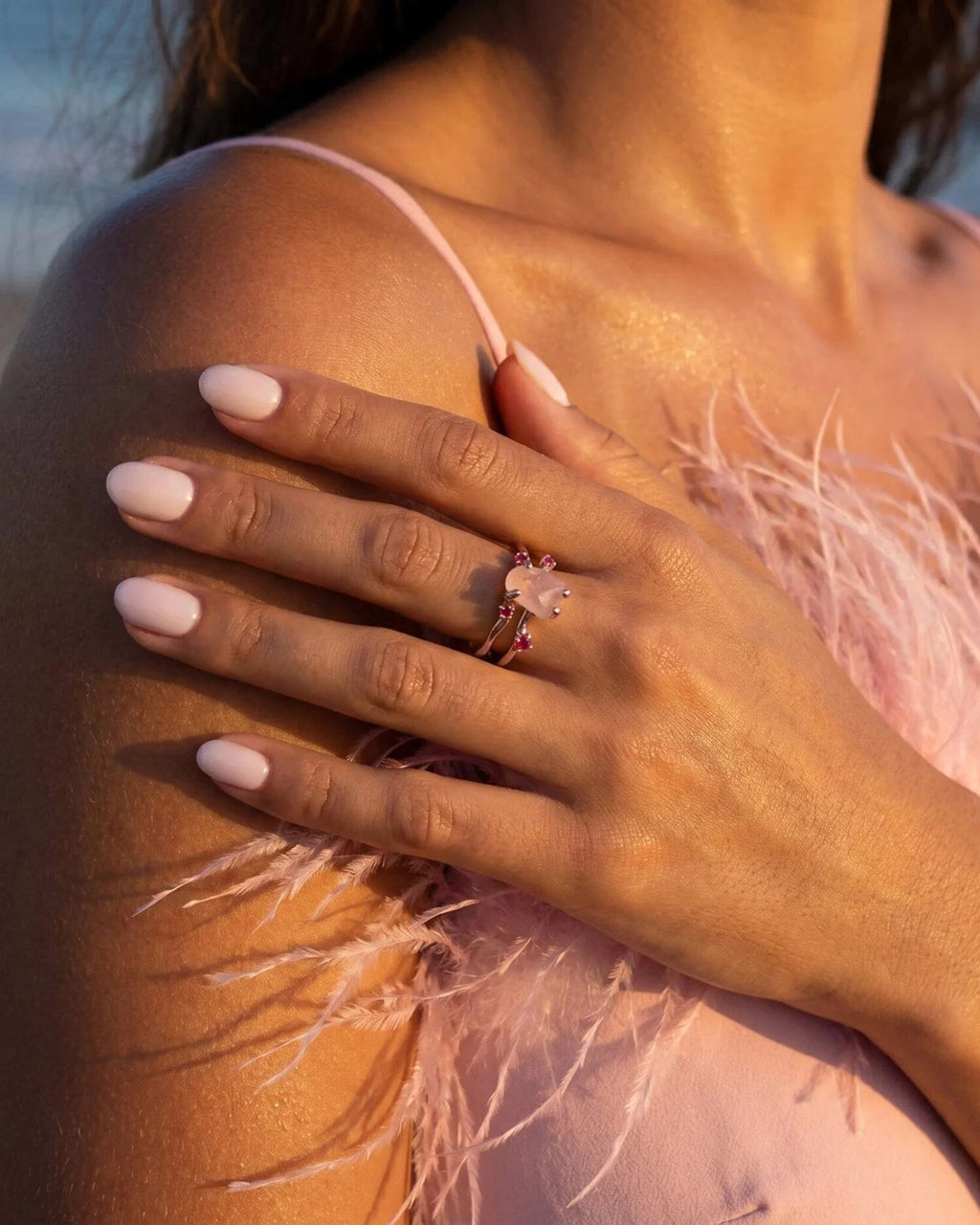 Rose Quartz Ruby Ring - Flow